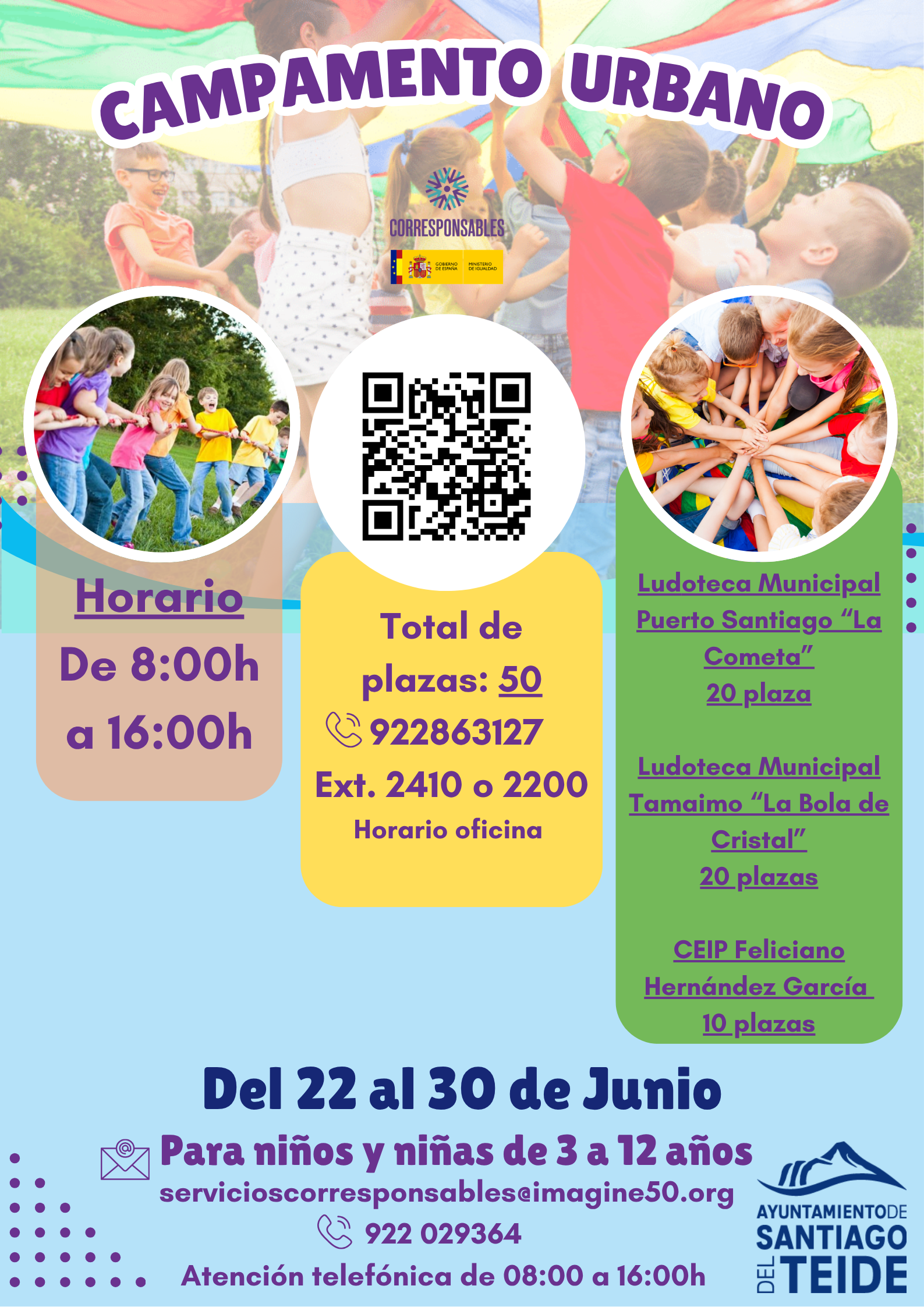 El ayuntamiento organiza un campamento urbano gratuito del 22 al 30 de junio