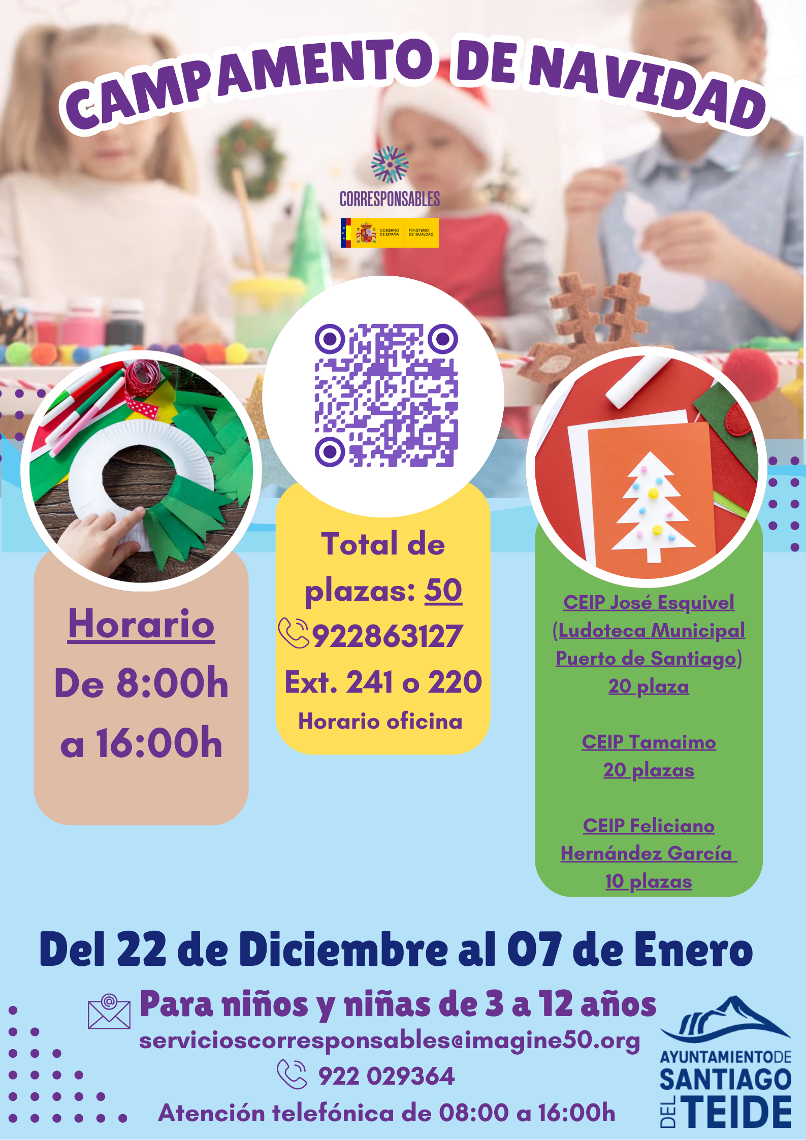 The town council is organizing a free Christmas camp for children in the municipality.