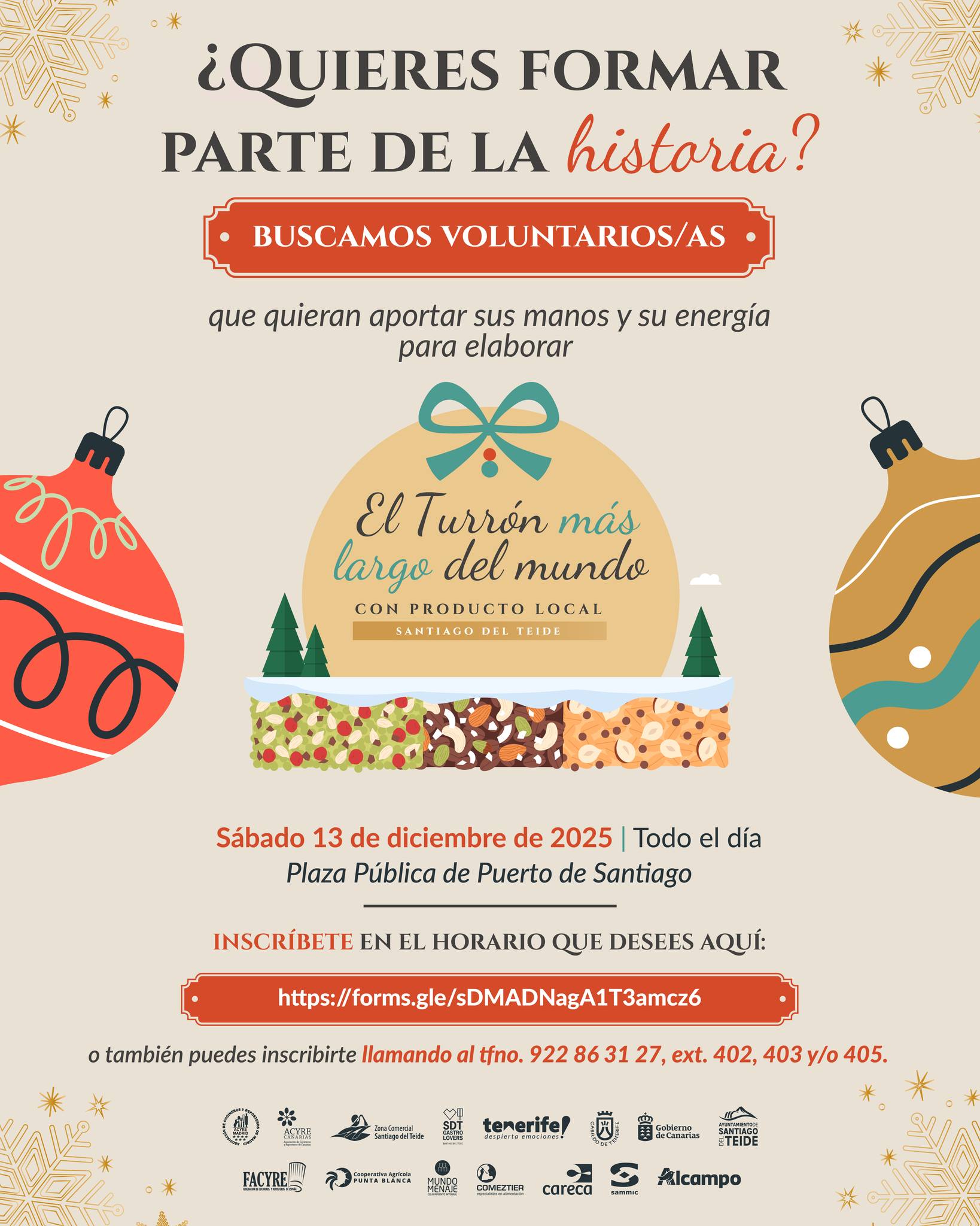 Santiago del Teide invites the public to participate in making the world's longest nougat using local products.