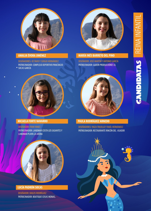 Five girls vie to be crowned Children's Carnival Queen of Los Gigantes 2026