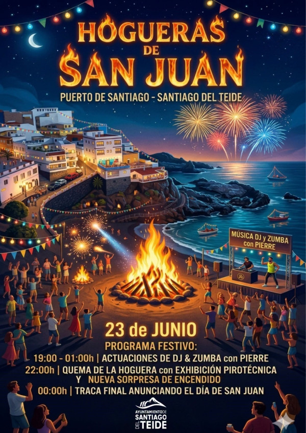 The Night of San Juan is celebrated on the beach of Puerto de Santiago