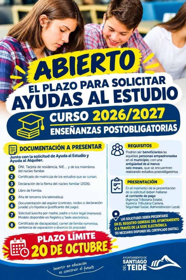 City Council allocates €95,000 in study grants for post-compulsory education for the 2026/2027 academic year