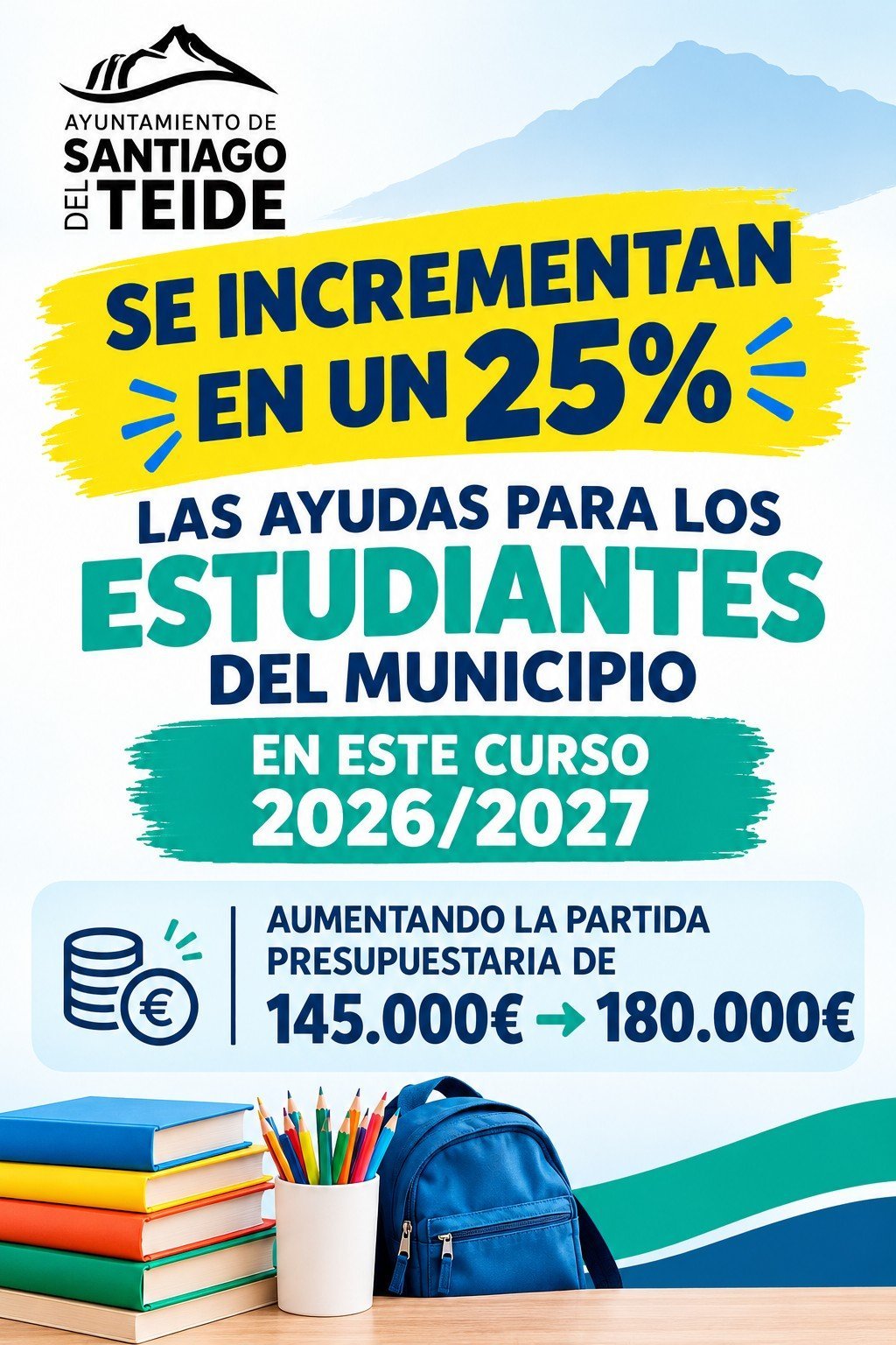 Die Stadtverwaltung erhöht die Fördermittel für Studierende und Schüler der Gemeinde im Studienjahr 2026/2027 um 25 %.